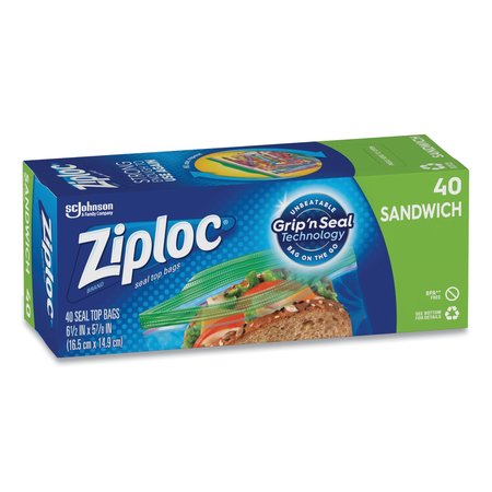 Ziploc Resealable Sandwich Bags, 1.2 mil, 6.5" x 5.88", Clear, PK480 PK 315882